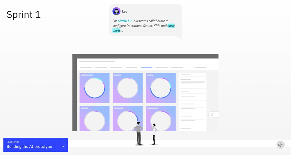 Design of the IBM Journey web experience interface, featuring interactive elements and user navigation